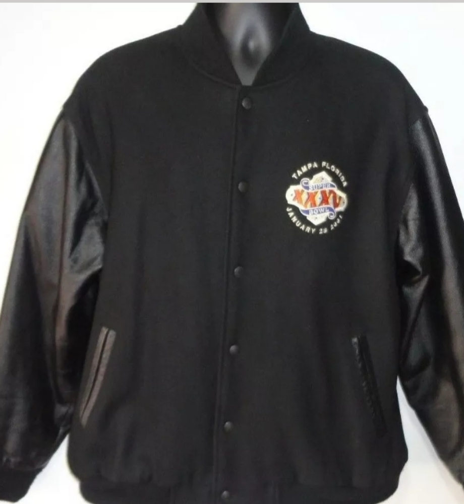 Superbowl XXXV Giants vs Ravens Leather Jacket L
